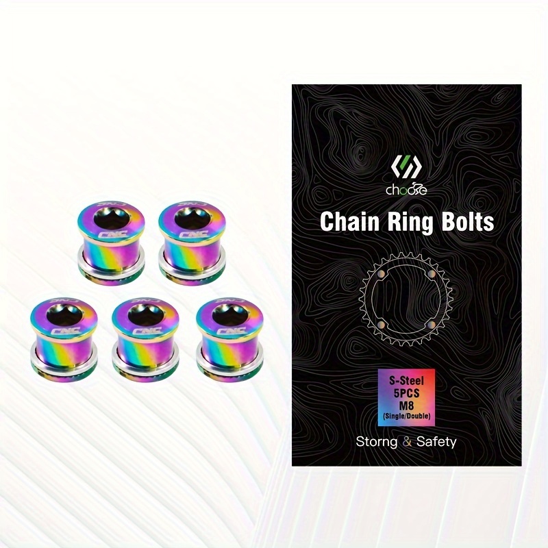 Image of Cnc Bicycle Chainring Bolts, Steel Crank Wheel Bolts 5pcs, Suitable For Mountain And Road Bike Chainring Screws, Compatible With Single And Double Chainrings, Cycling Crankset Accessory Parts