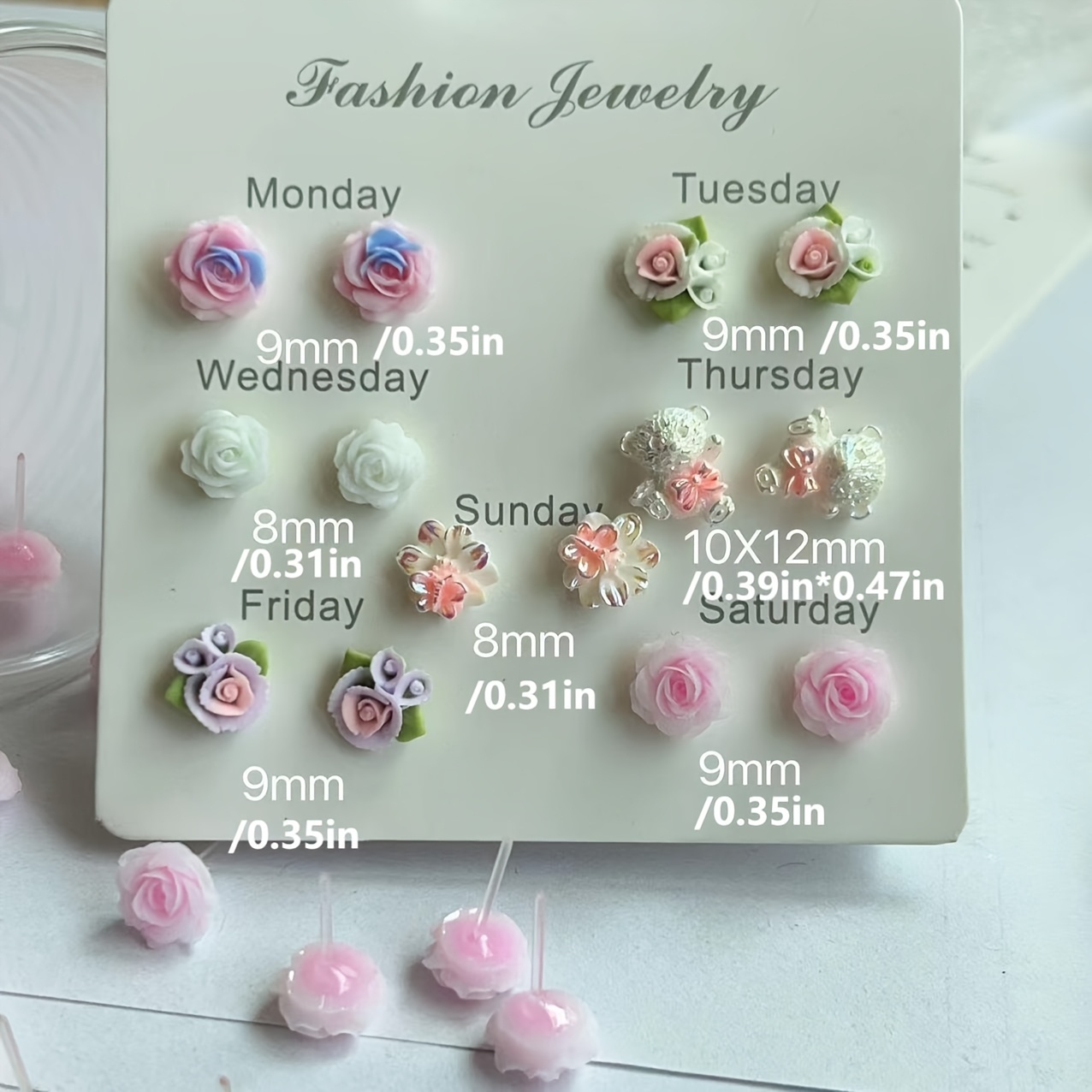 Floral Resin Earrings Gift Set with Plastic Posts