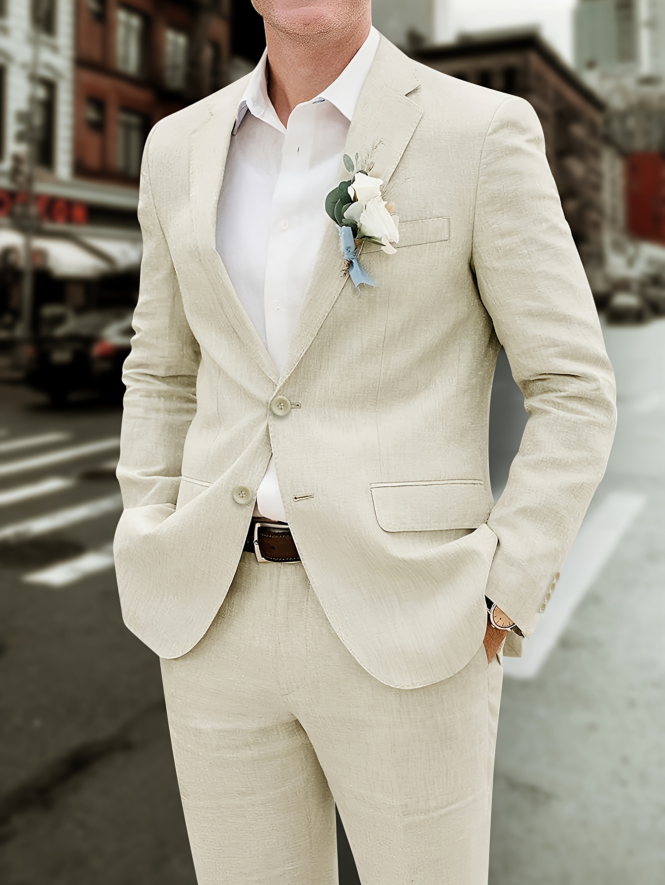 Traje Formal Trajes Para Hombre Color Beige Conjunto De Traje De