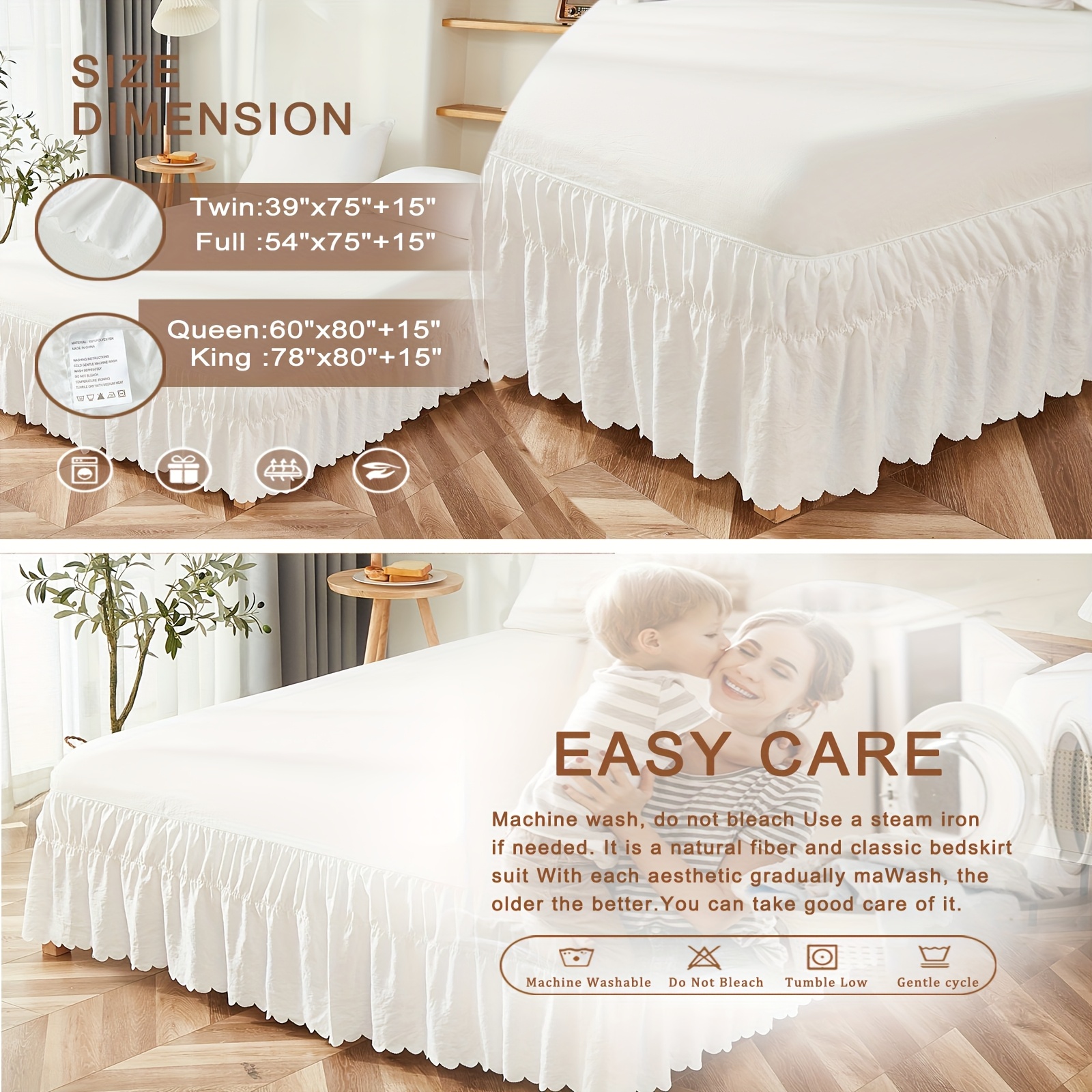 Jupe De Lit à œillets King J.C. Penney Home Collection – écru, 78x80, Chute 15 Cm, Neuve