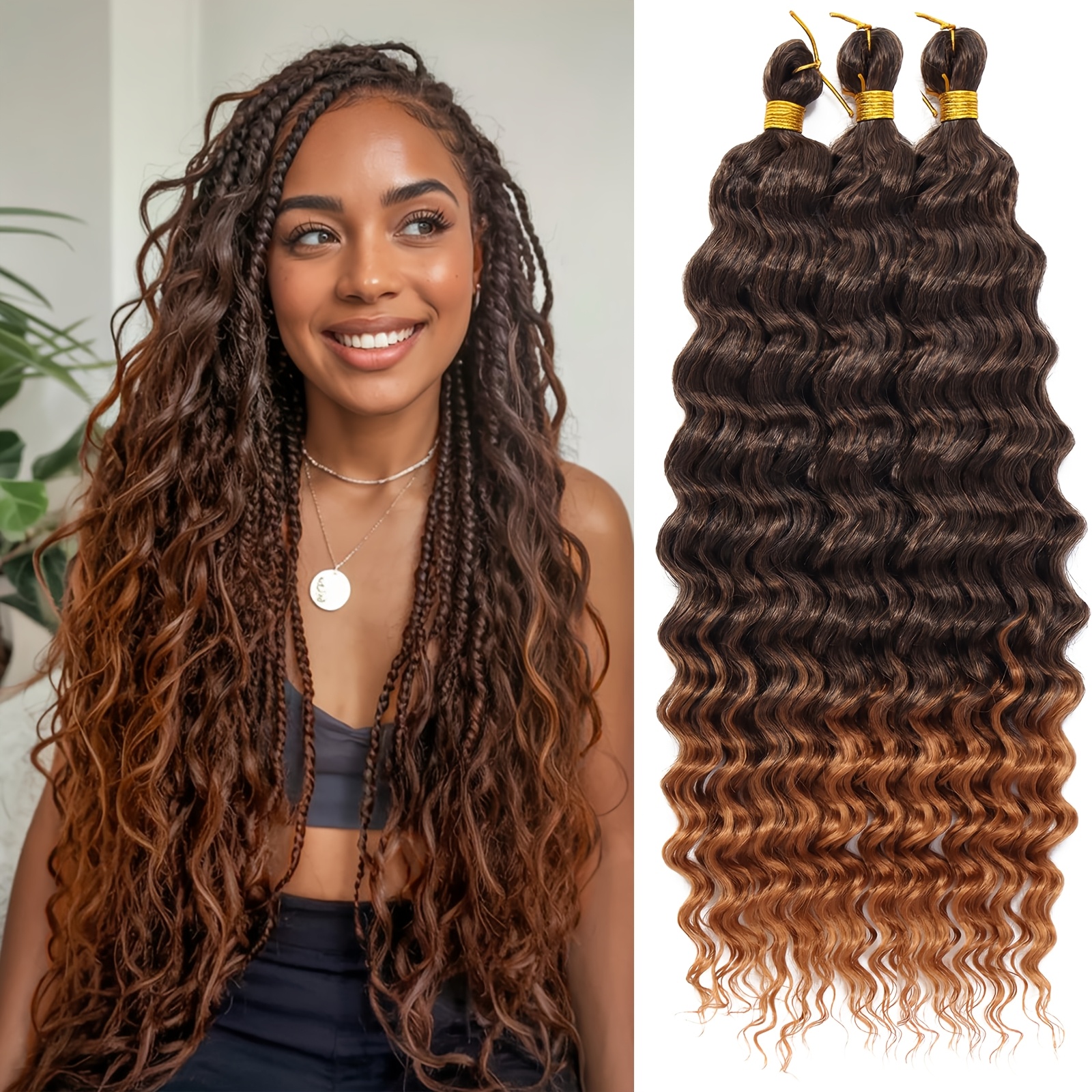 3 Bundles Black Spiral Hair Extensions with Gold Wrap - Women’s Hair Accessory Amazon.com : Kinky Curly Synthetic Hair Weave 3 Bundles 16  main image 3