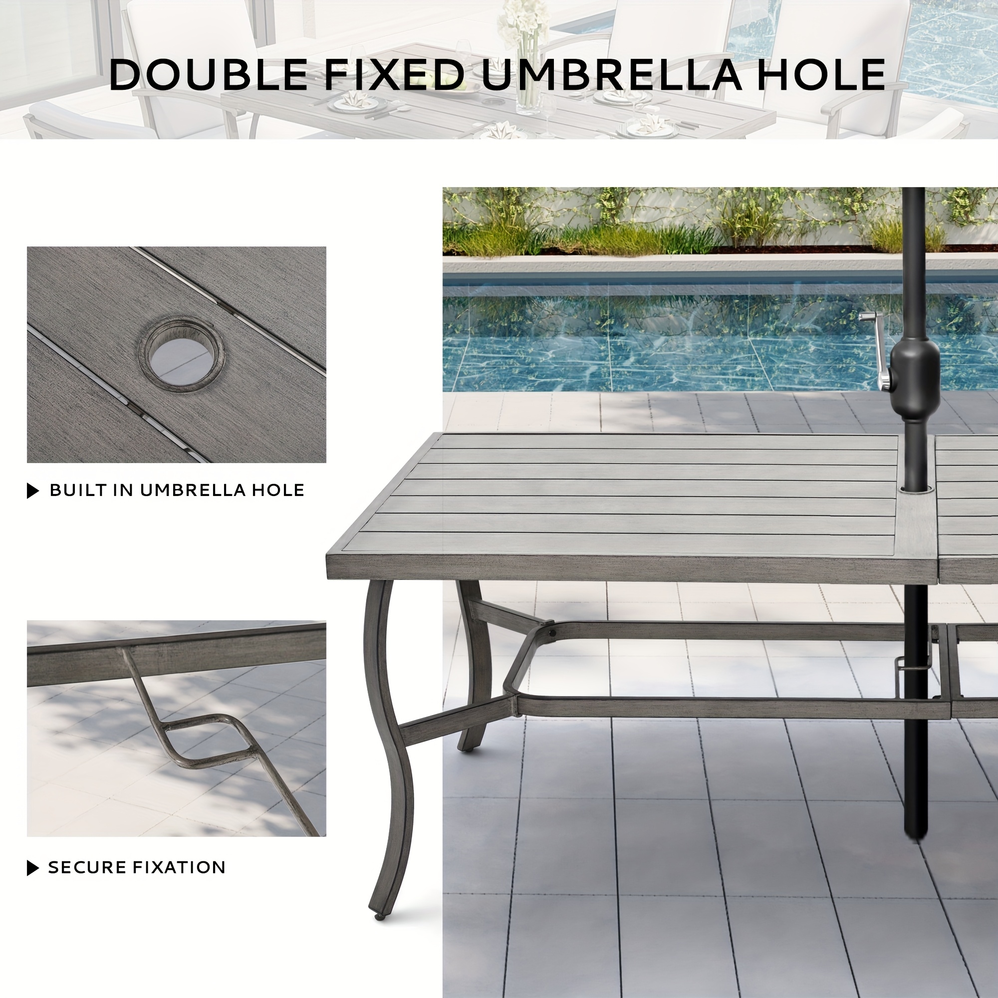 9pcs aluminum outdoor patio dining set 8 people swivel dining chair set outdoor patio furniture set for garden Product details 4