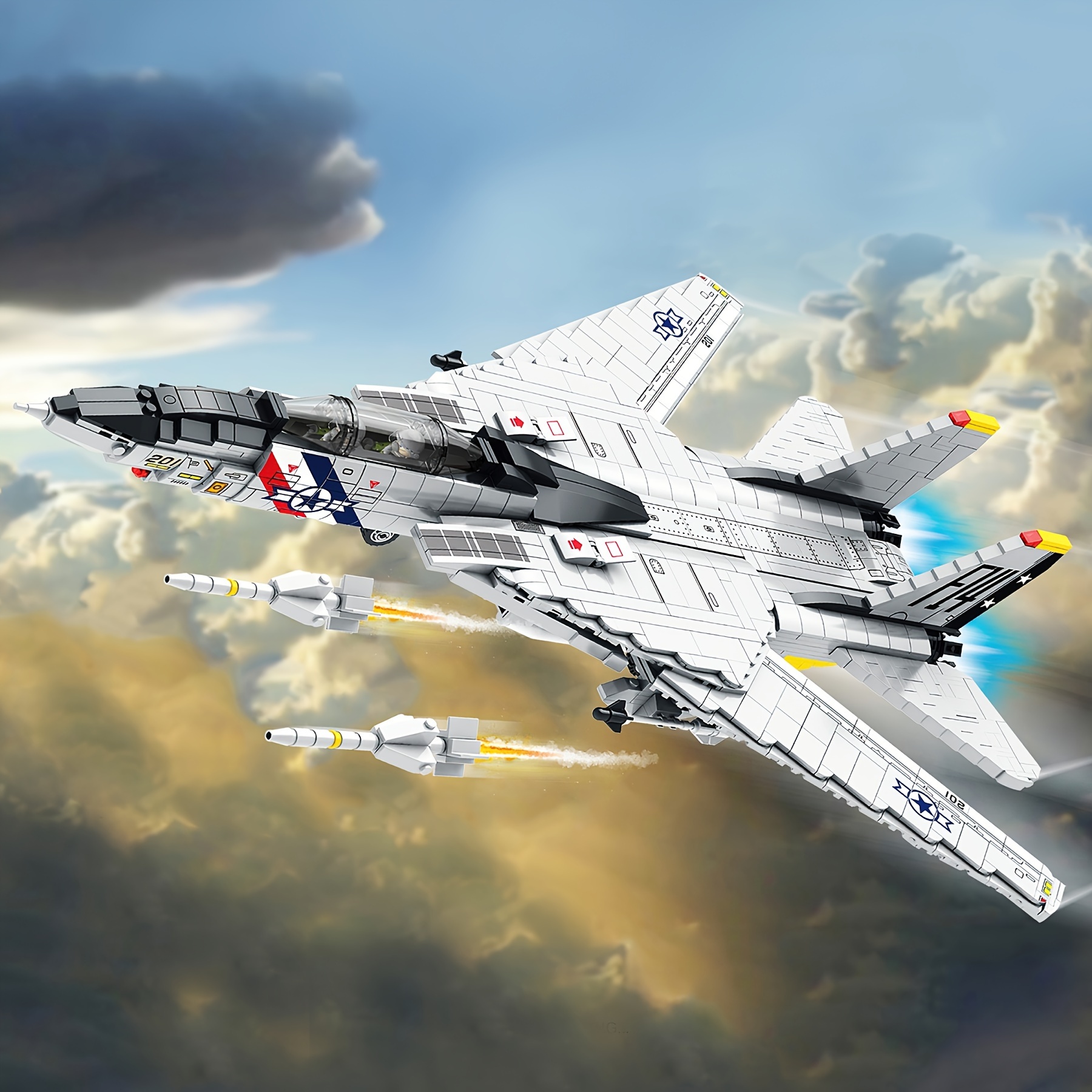 

F-14 Jet Fighter Plane Tomcat Military Building Set For Adult, 1:34 Army Model Jet Fighter Plane 1600 Pcs