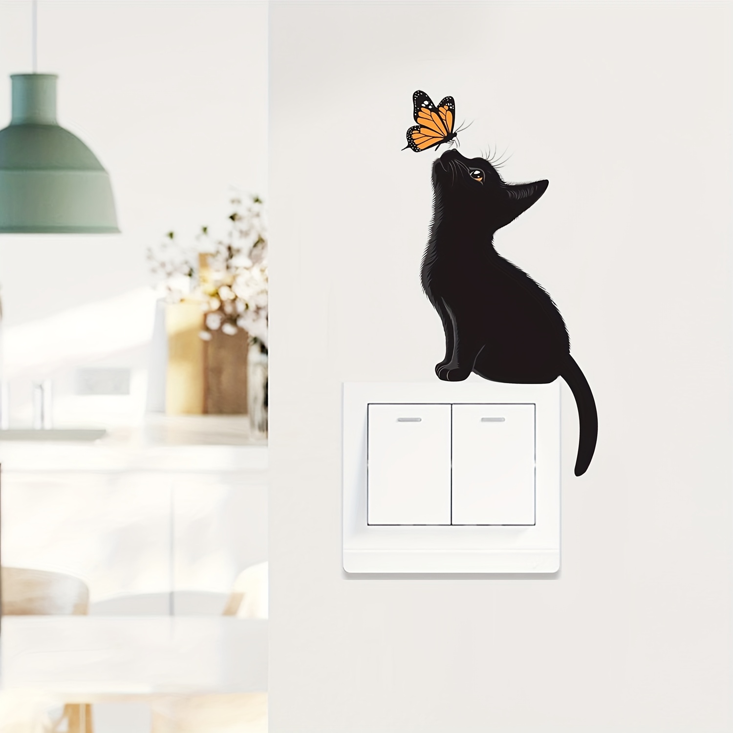 Image of 1pc Kitten Switch Decor Sticker, Removable Self-adhesive Vinyl Sticker, Suitable For Home Switch Stickers
