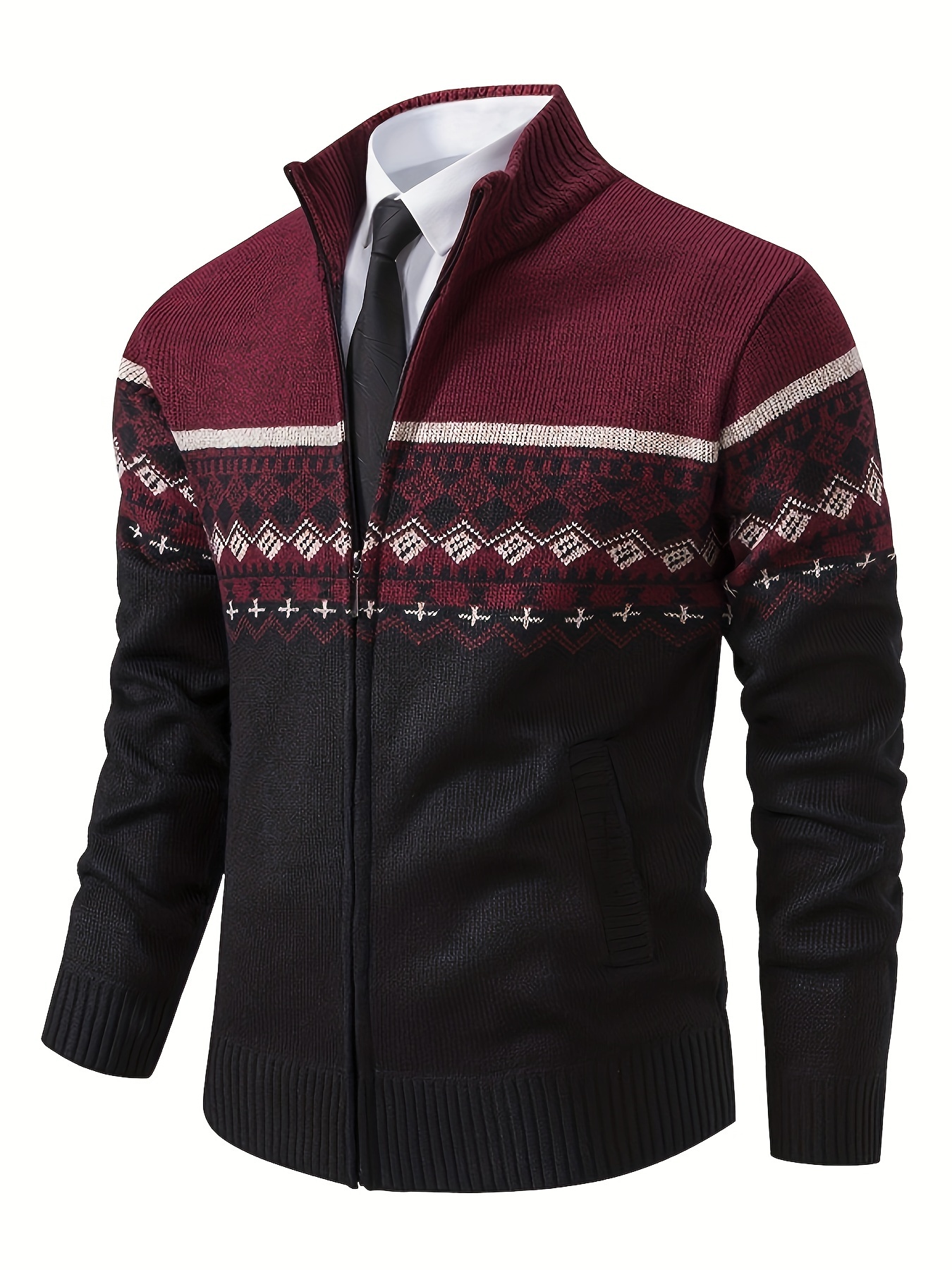 truien met ritssluiting, casual gebreide cardigan met geborduurde  , reguliere pasvorm, polyester,  /herfst buiten- en thuisdracht, kleine staande kraag, sportieve   0