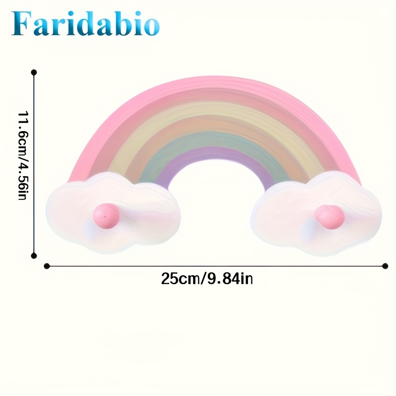 Image of Faridabio 1pc Cute Cartoon Coat Rack With Rainbow Decorative Hooks - Wall-mounted Colorful Hooks For Clothes, Hats, Bags, And Robes -