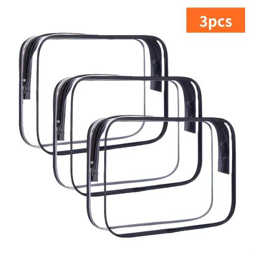 3pcs set of transparent makeup bags small toiletry pouches portable clear bags for luggage storage cosmetics and toiletries organization high quality high black unisex travel essential