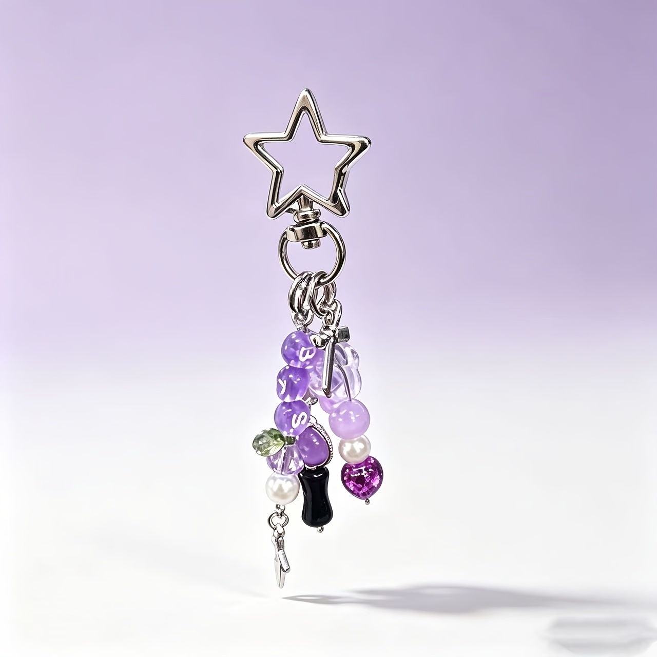 TEMU 1 llavero de lujo con cuentas, estilo B- temática musical, que un tono y , con , estrellas y patrones de . Diseño multifuncional, adecuado para