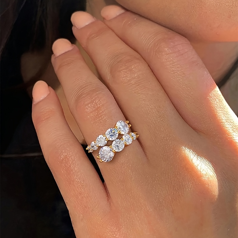 Women's Luxury 4Ct Moissanite Adjustable Ring, Engagement