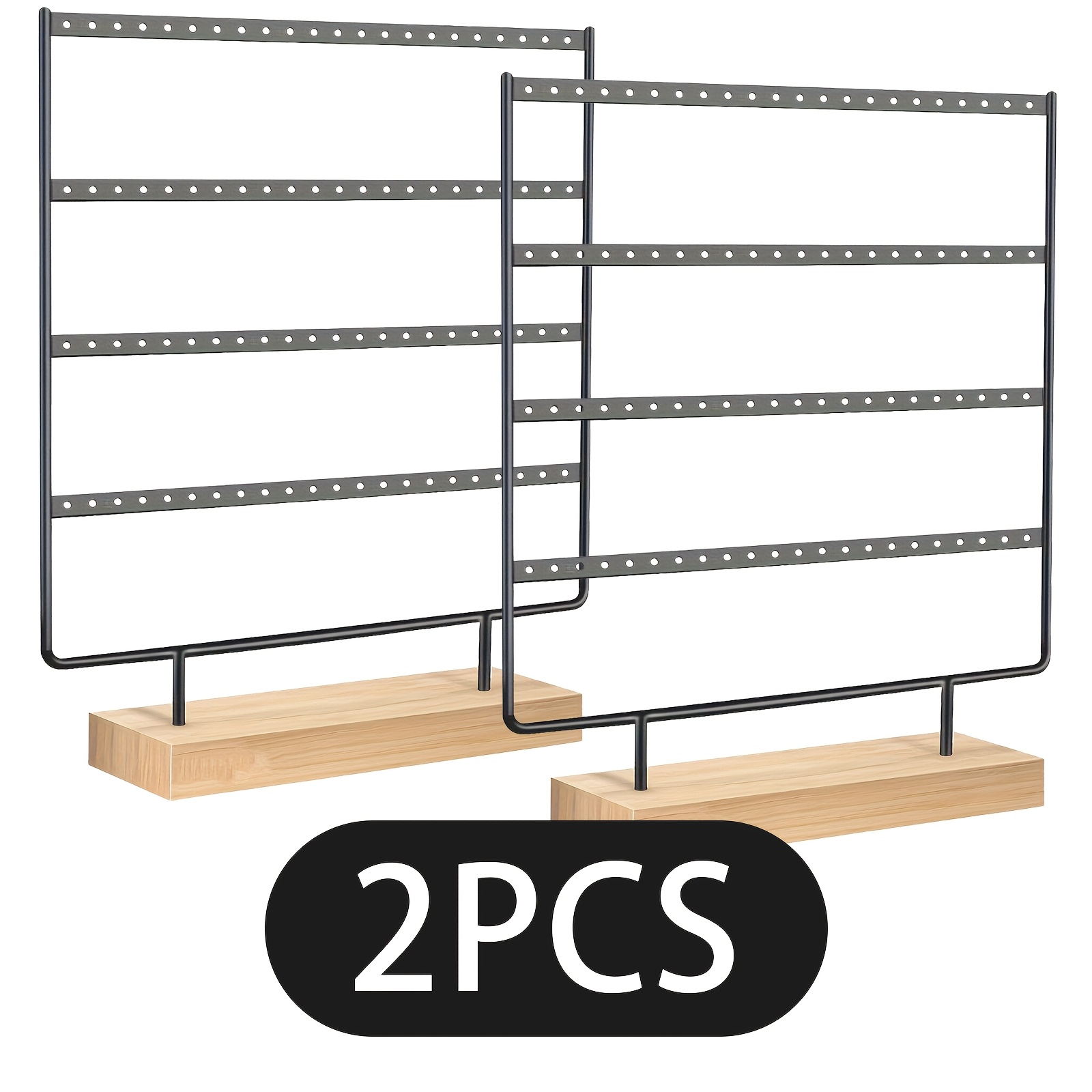 Image of 2pcs Olester Minimalist 4-tier Iron Jewelry Organizer - Earring Display & Storage Rack, Sturdy Metal Shelves For Shoes, Boots, Watches - Ideal Christmas Gift