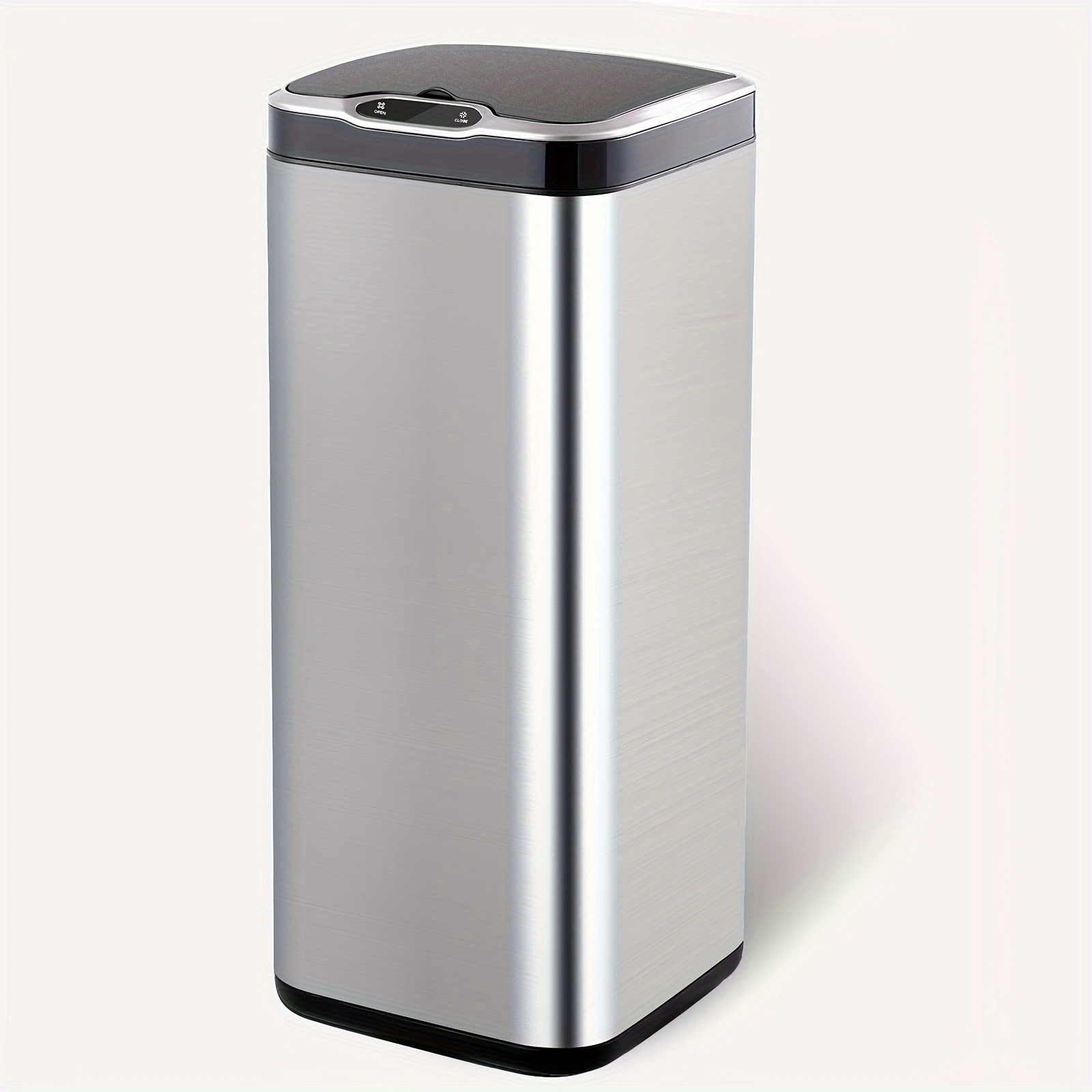 

Elpheco Square Stainless Steel 8 Gallon Sensor Trash Can With Lid, 30 Liter Automatic Kitchen Garbage Can, Slim Metal Trash Can For Home, Hotel, Office Building, Public Places, 3 Aa
