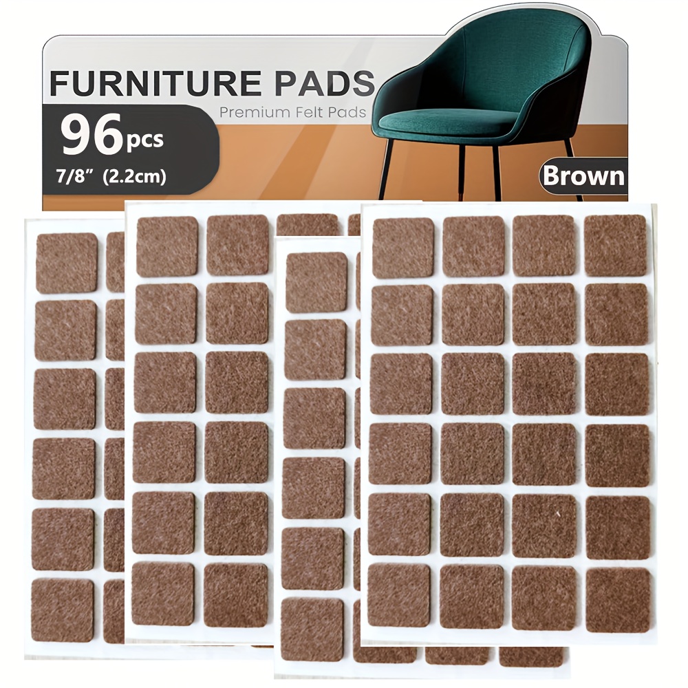 TEMU Patins de meubles en feutre - 96 pièces 3/8" (2,2 cm) - Protections de sol en feutre - Patins de chaise en feutre - Patins de meubles pour pieds