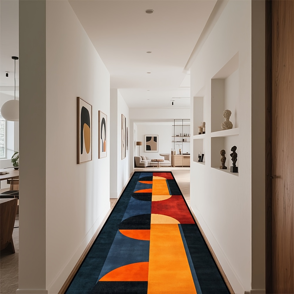 TEMU 1pc, Vibrant Multicolor Design Long Runner Mat, Soft And Comfortable Bathroom Laundry Room Mat, High- Inn Area Super Long Mat, Practical Banquet
