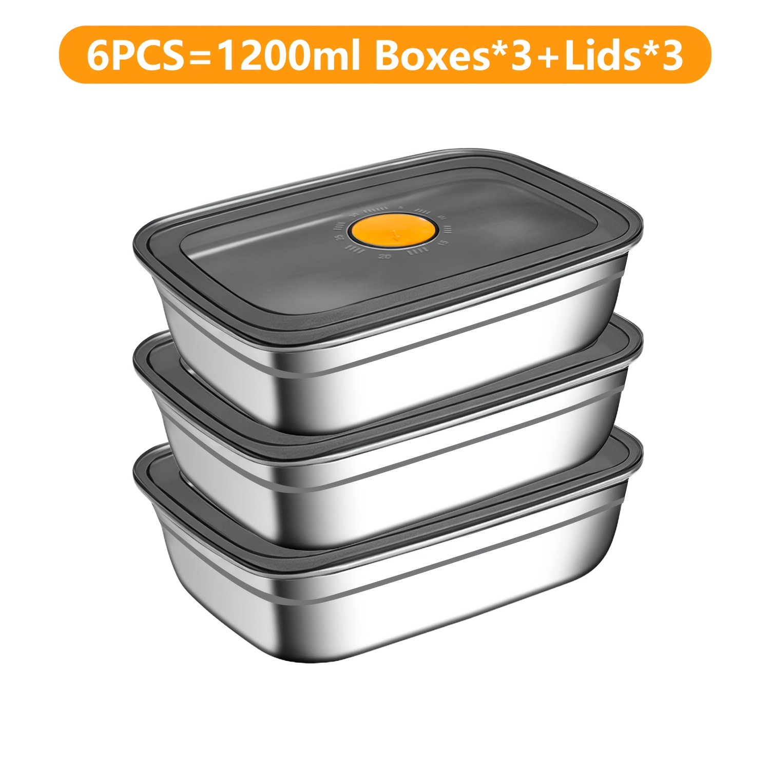 TEMU 6/12pcs Pack Stainless Steel Bento Boxes With Airtight Lids, 1200ml/1500ml Leak-proof Food Storage Containers, & Dishwasher Safe, Reusable