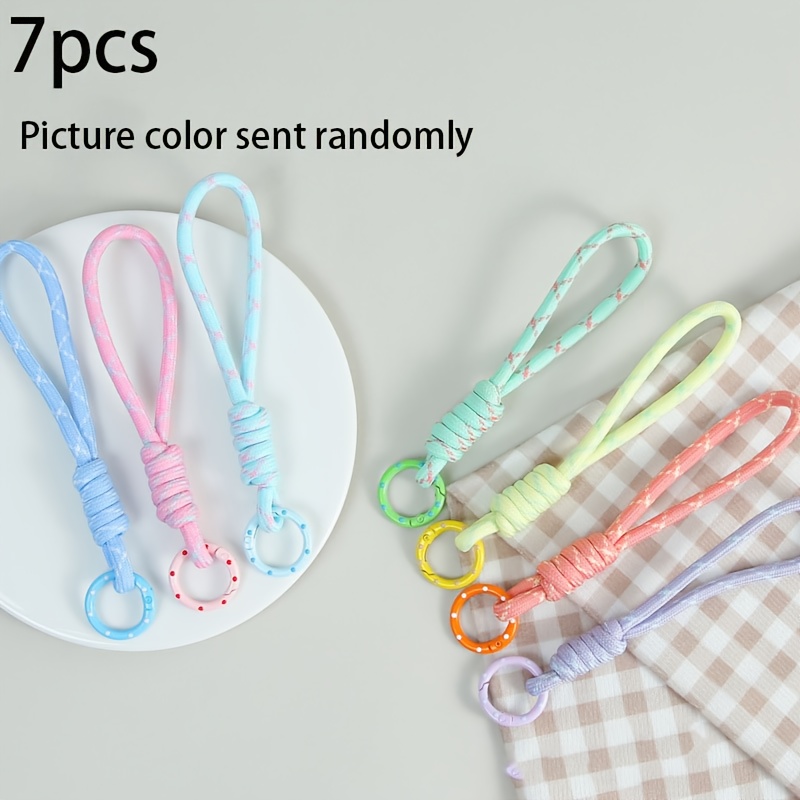 E-shop 7er-Pack Bunte Geflochtene Handy-Lanyard Schlüsselanhänger | Robustes Nylonseil und Zinklegierung, Geeignet für Schlüssel und Handyhülle