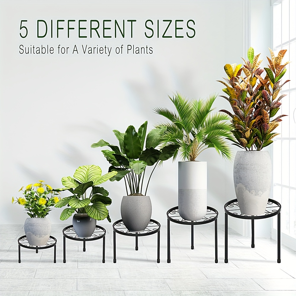 TEMU 5pcs Heavy Duty Rust-resistant Iron Planter Rack - Round Plant Display Stand Suitable For Home, Garden, Patio & Balcony - Sturdy Indoor/outdoor