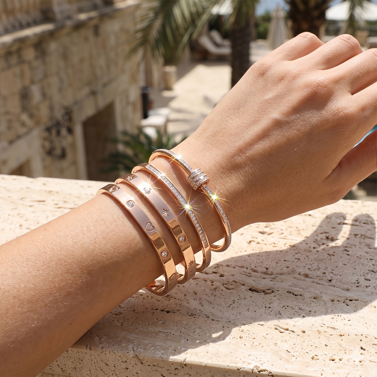 TEMU Adjustable Stainless Steel Bracelet, Minimalist Style, Perfect Gift For Women - Suitable For And Daily/party Wear, Fashionable, Girlfriend Gift