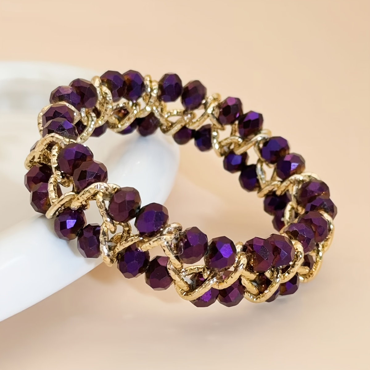 TEMU 1 Handmade Beaded Bracelet.exquisitely With A Double-sided Design, Stretchy, Suitable For Women To Wear At Parties, Weddings, , Holidays, And