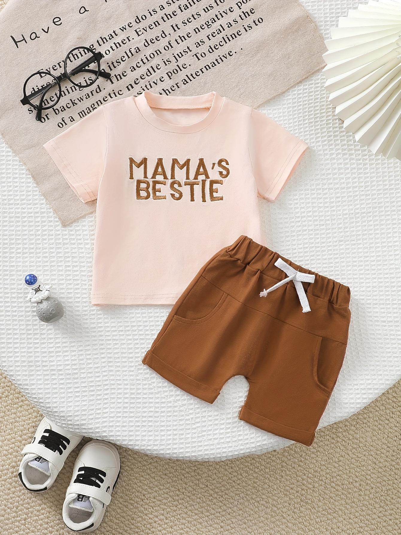 girls cute solid color short sleeve shirt adorable solid color shorts cute drawstring casual outing travel best gift for     outdoor