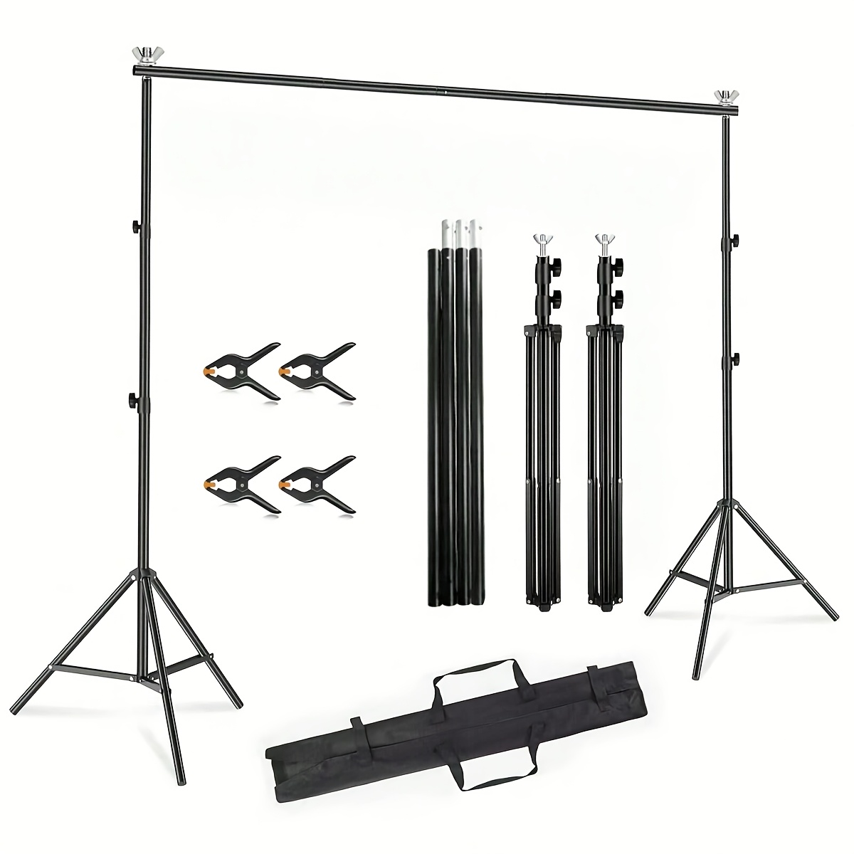 Photography Studio Background Stand 10x7ft, Adjustable Metal Backdrop Stand With 4 Crossbars, 4 Backdrop Clamps Suitable For Group Photos, Bachelor Parties, Event Decoration