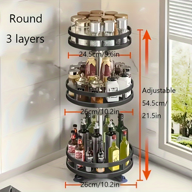 TEMU 1pc 360-degree Rotatable Kitchen Storage Rack Seasoning Storage Rack Storage Salt Sauce Vinegar Condiment Jar Rack