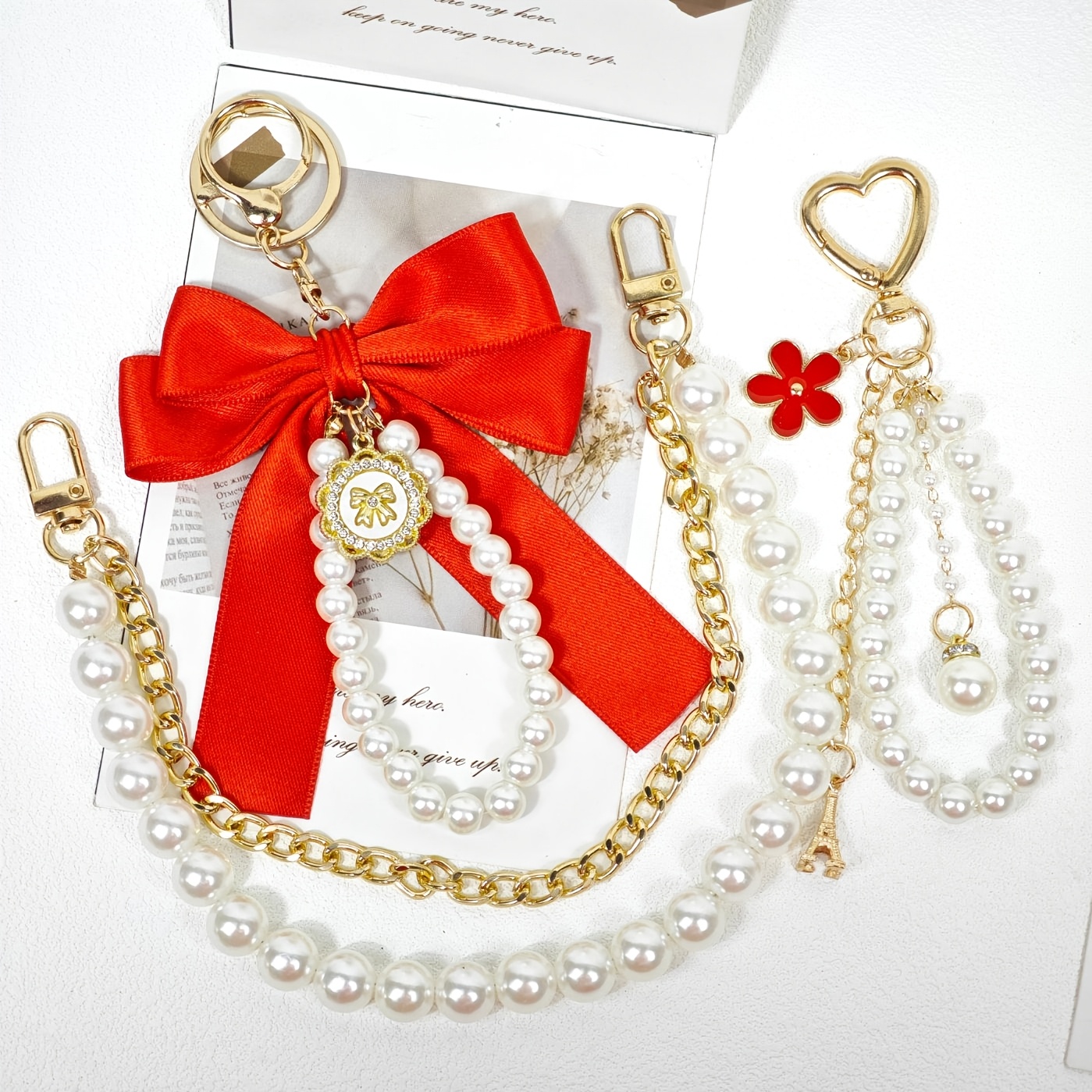 3pcs Chic Metal Bag Charms & Keychains Set, Elegant Handbag Decorations