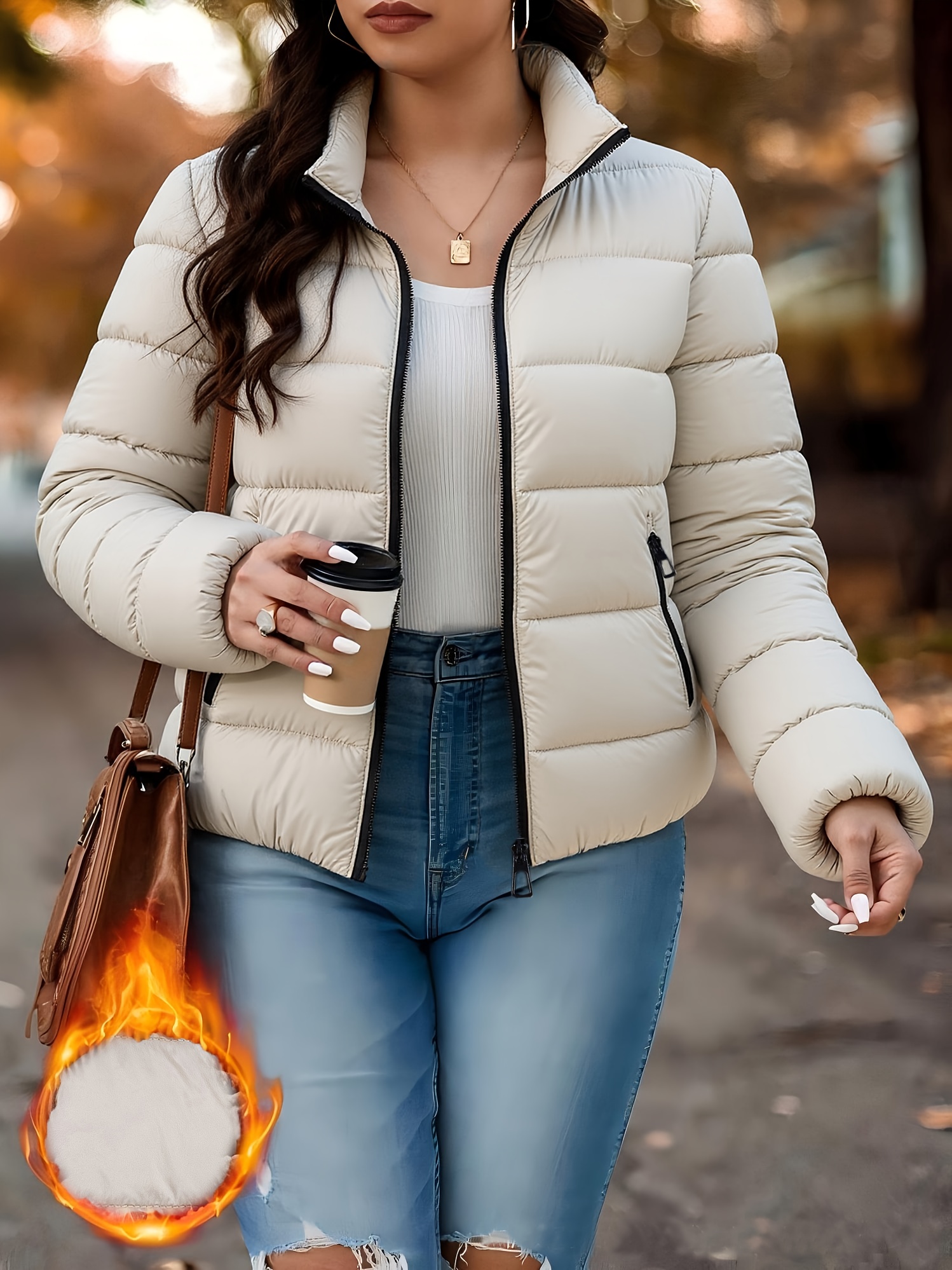 Dames Korte Gevoerde Winterjas