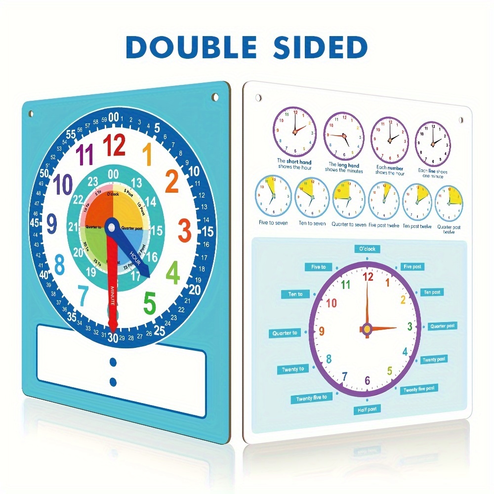 Image of Clock Dry Erase Teaching Demonstration Clock, Telling Time Teaching Clock For Kids Learning To Time, Easy To Read Educational Toys For Classrooms & Homeschool Supplies