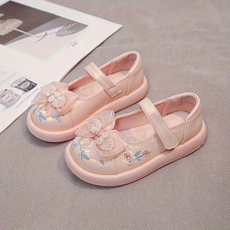 Temu Girls Elegant Flower Embroidery Canvas Shoes Chinese Style