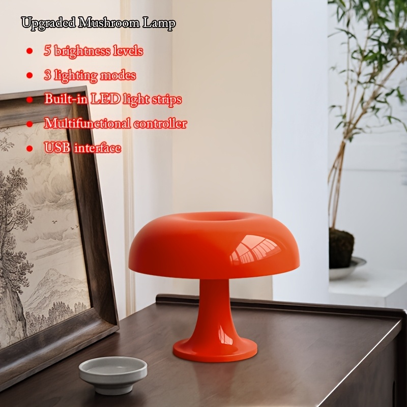 USB Plug-in Minimalist Mushroom Table Lamp with Adjustable Brightness