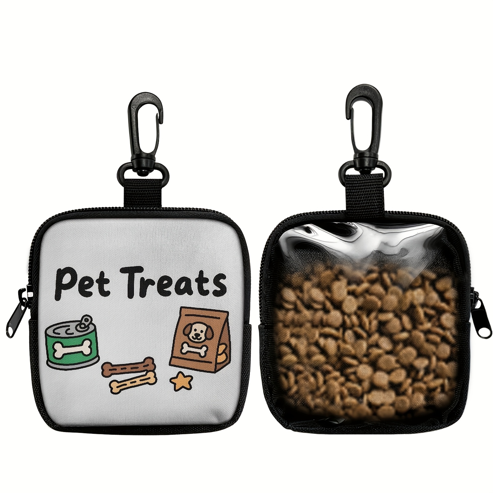 E-shop Snackbeutel mit Hunde-Print, Haken & Reißverschluss - Haustier Trainingsset für Welpentraining, Hundefutterspeicher und Spaziergänge,
