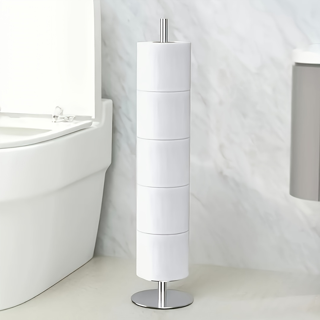 Image of 1pc Stainless Steel Toilet Paper Holder, Toilet Paper Storage, Stainless Steel Individual Toilet Paper Roll Storage Rack, Bathroom Accessories