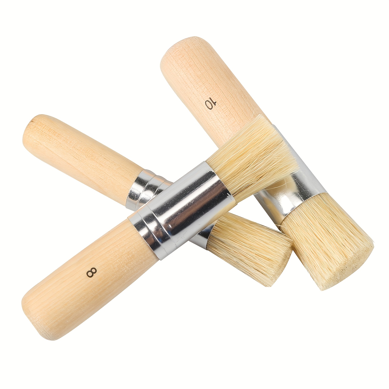 Image of 3pcs Wooden Stencil Brushes Stencil Brushes, Painting Bristle Brushes For Acrylic Oil Watercolor Painting Project Card Crafts