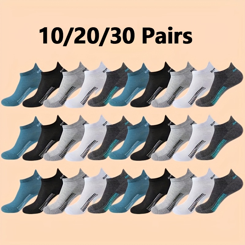 

10/20/30pairs Unisex Ultra- Ankle Socks - Moisture-wicking, Lightweight & Comfortable - Assorted Colors, Fits Most