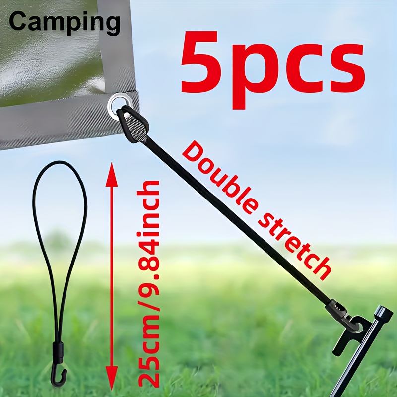 TEMU 5/10 Heavy Duty Elastic Straps With Metal Hooks - Heavy-duty Nylon Stretch Bands, Corrosion-resistant Suitable For Camping, Pool Covers, Tarps,,
