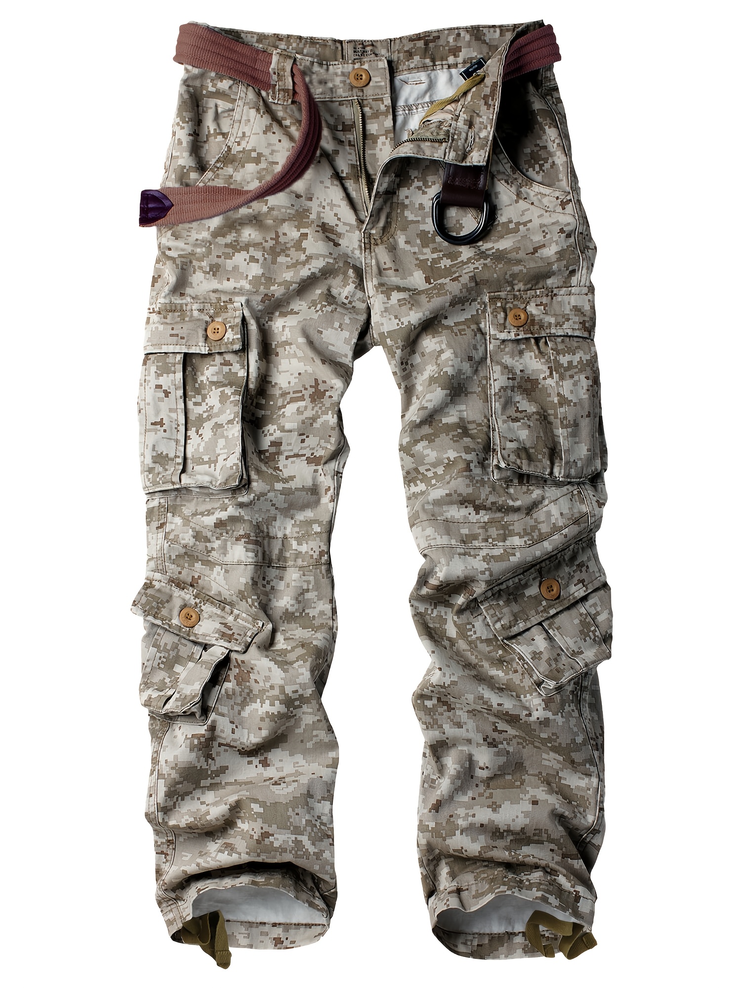 *'s Desert Camo Cargo Pants Durable Cotton, Multi-Pockets, Loose Fit  Hiking and Camping, 8-* Machine Washable,