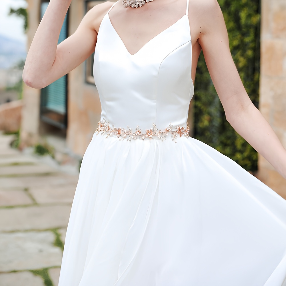 lace flower girdle bridal belt wedding dress waist chain sash belt  handcrafted wedding accessories for bridesmaid - jewelry & accessories -  Temu