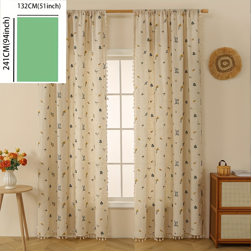 Image of 1pc Wheat Ear Embroidery Curtain
