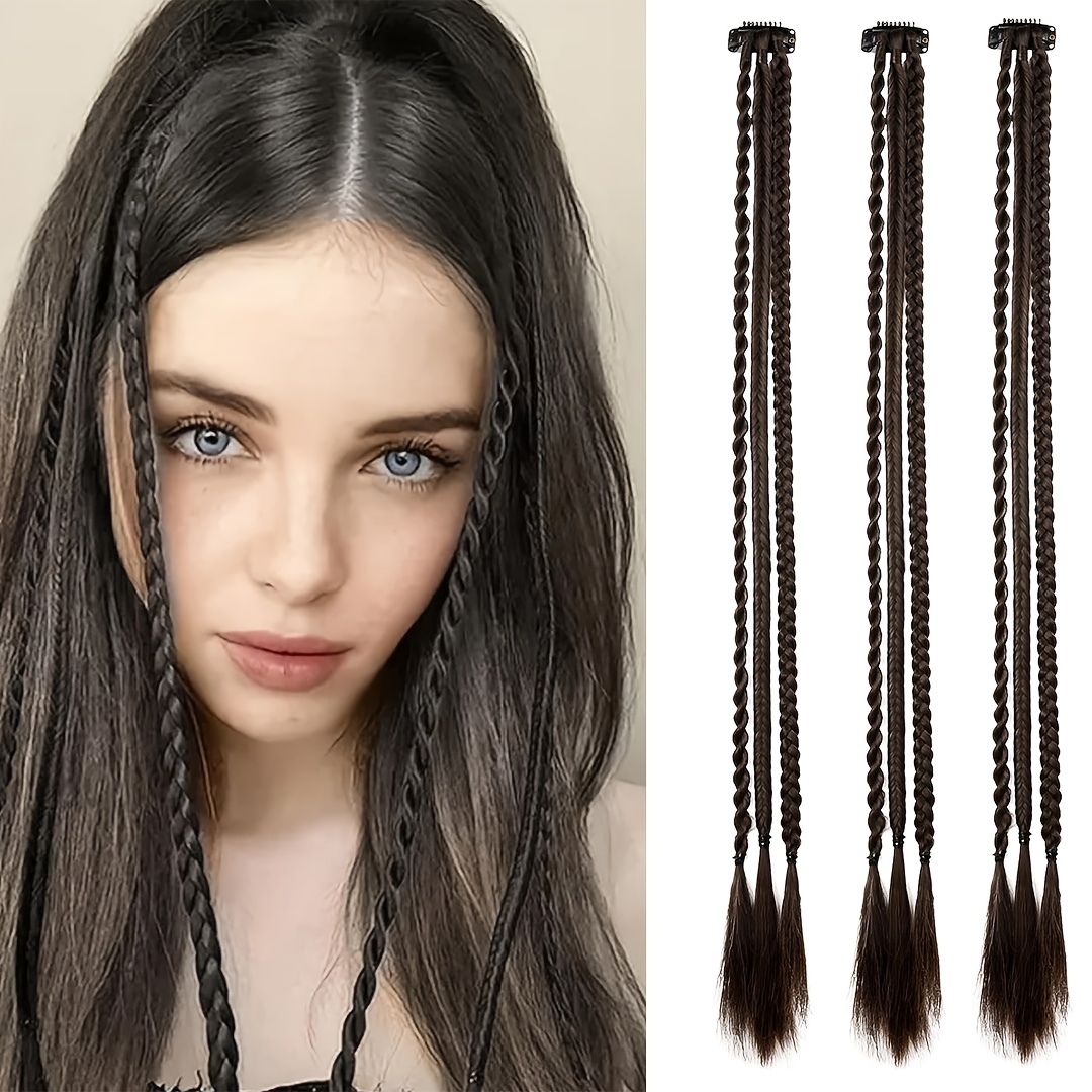 braid hair extensions 3pcs clip in hair extensions baby braids 3 braids on   6 braids   long   synthetic hairpieces for women details 9