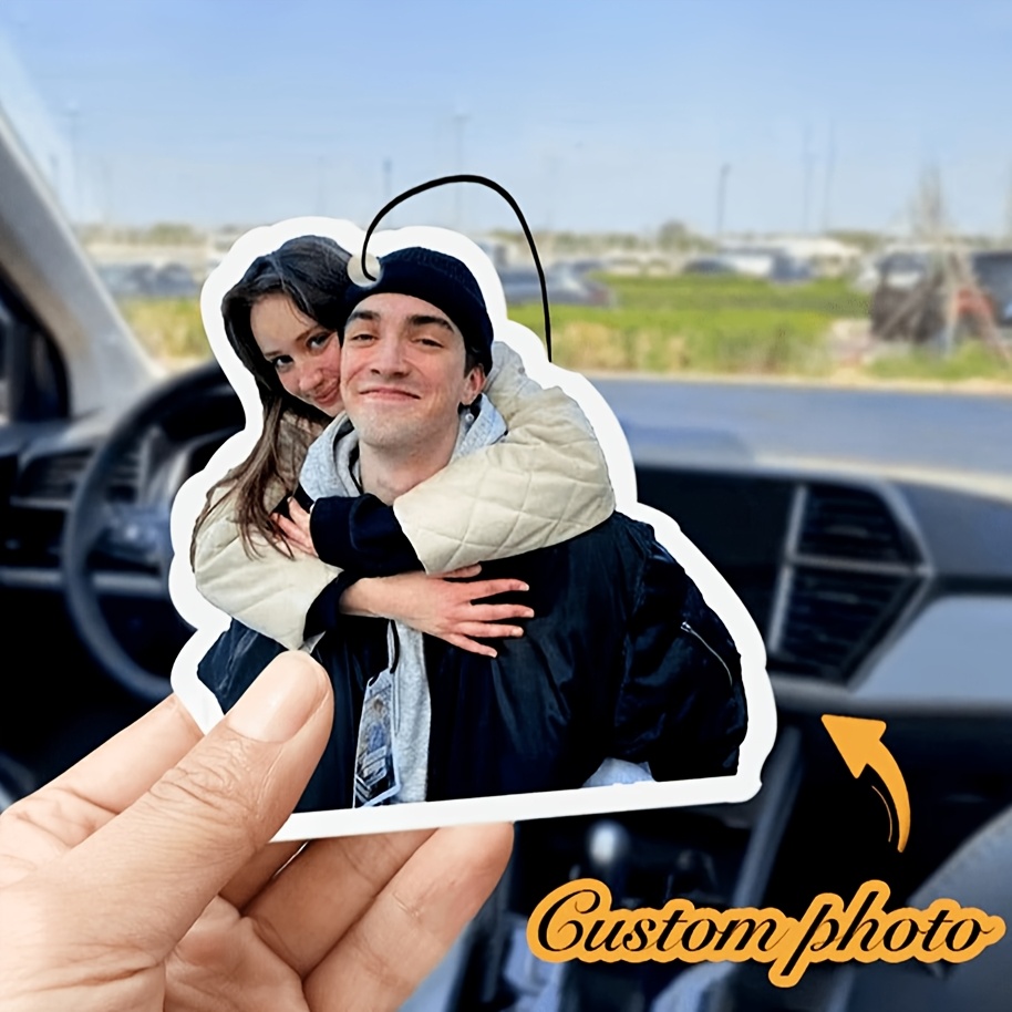TEMU 2d Flat, 1pc Custom Acrylic Photo Car Pendant - Personalized Rearview Mirror Decor With , Stylish & Vibrant, Valentine’s Day, Birthdays,