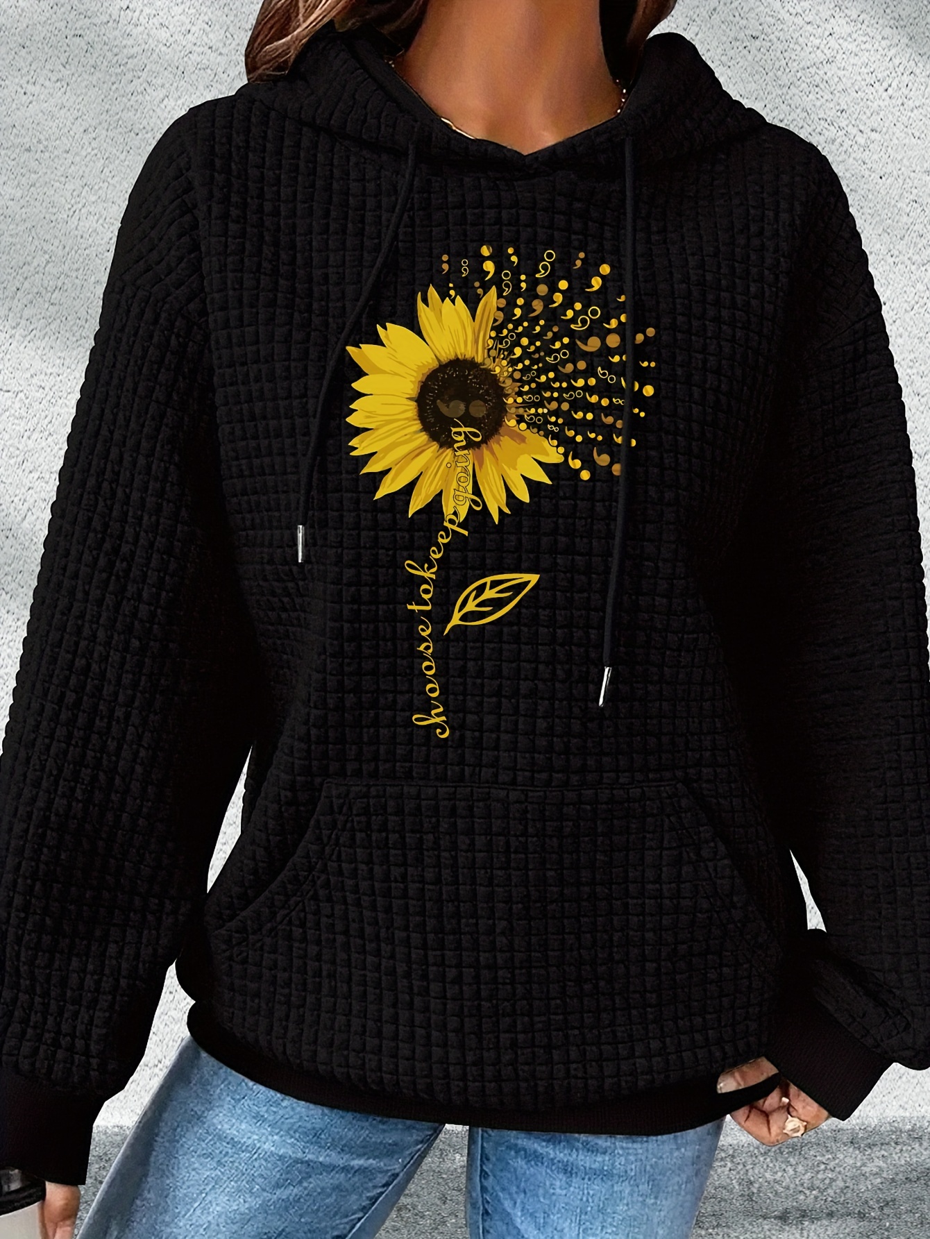 Brown Sunflower Print Women's Hoodie