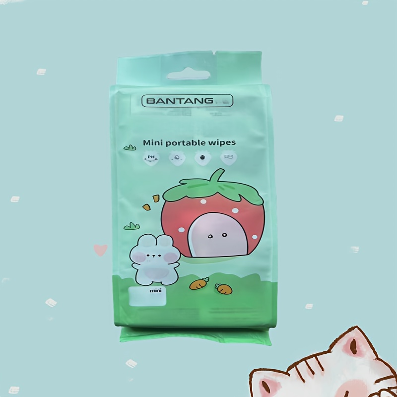 64pcs Portable Disposable Travel Wipes, Suitable Hiking Picnics, Fun Packaging With Safety Seal