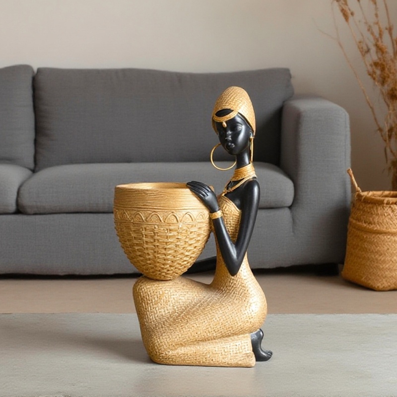 escultura de resina em estilo tribal   -   de armazenamento   decorativa multifuncional para  , entrada, quarto, prateleira de livros,    , uso interior e exterior, não necessita de eletricidade, perfeito para o  , halloween,   de graças, dia   namorados e muito mais, decor  de quarto   | decor  de estilo tribal |  sanato detalhado, decor  de casa africana, estátua/estátua para decor  de casa,   para decor  de Detalhes do produto 1