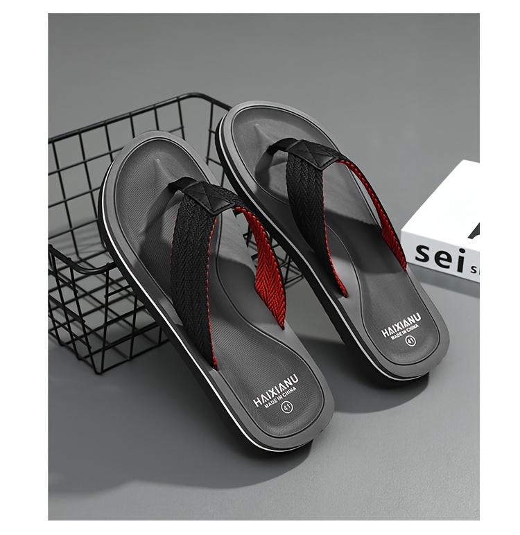 mens lightweight summer flip flops black red eva sole slip on casual   for home outdoor daily wear comfortable and     Product details 2