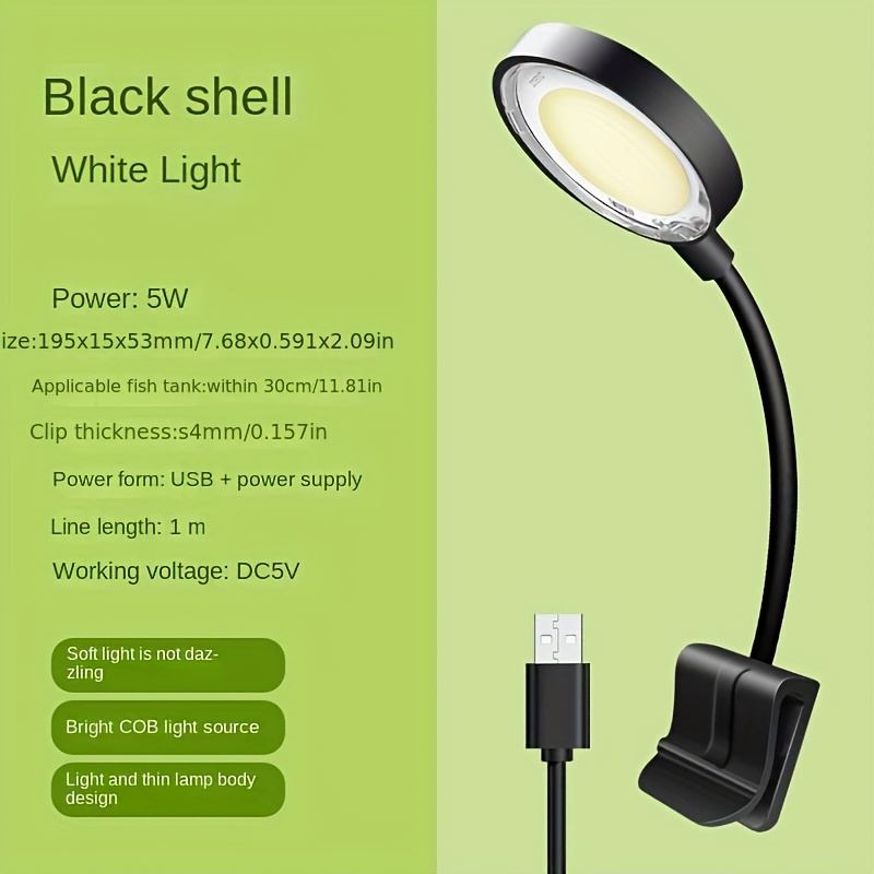 TEMU Fish Tank Small Clip Light Aquatic Plant Light Fish Tank Light Usb Small Fish Tank Light Desktop Fish Tank Light Led Fish Tank Small Mini Fish