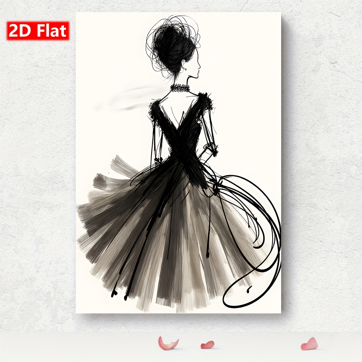 2D Flat, 1pc Modern Minimalist Vertical Dress Sketch Wall Art - Vertical  Female Figure Canvas Painting Suitable for Bedroom, Living Room, Bathroom  Decor, Housewarming Gift, Unframed Fashion Drawing ...
