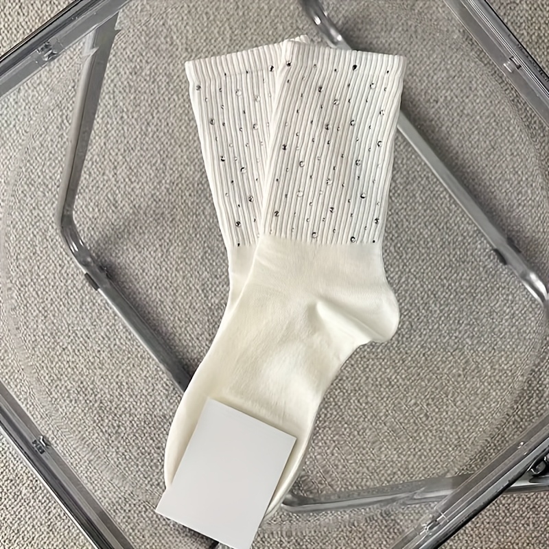 A Pair Of Versatile Calf Socks Decorated With Starry Rhinestones (rhinestones Are )