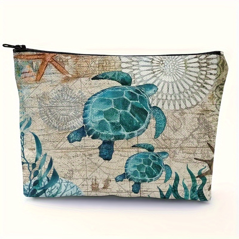 

Waterproof Sea Turtle Makeup Bag - Unisex Polyester Cosmetic & Toiletry Travel Pouch, Odorless