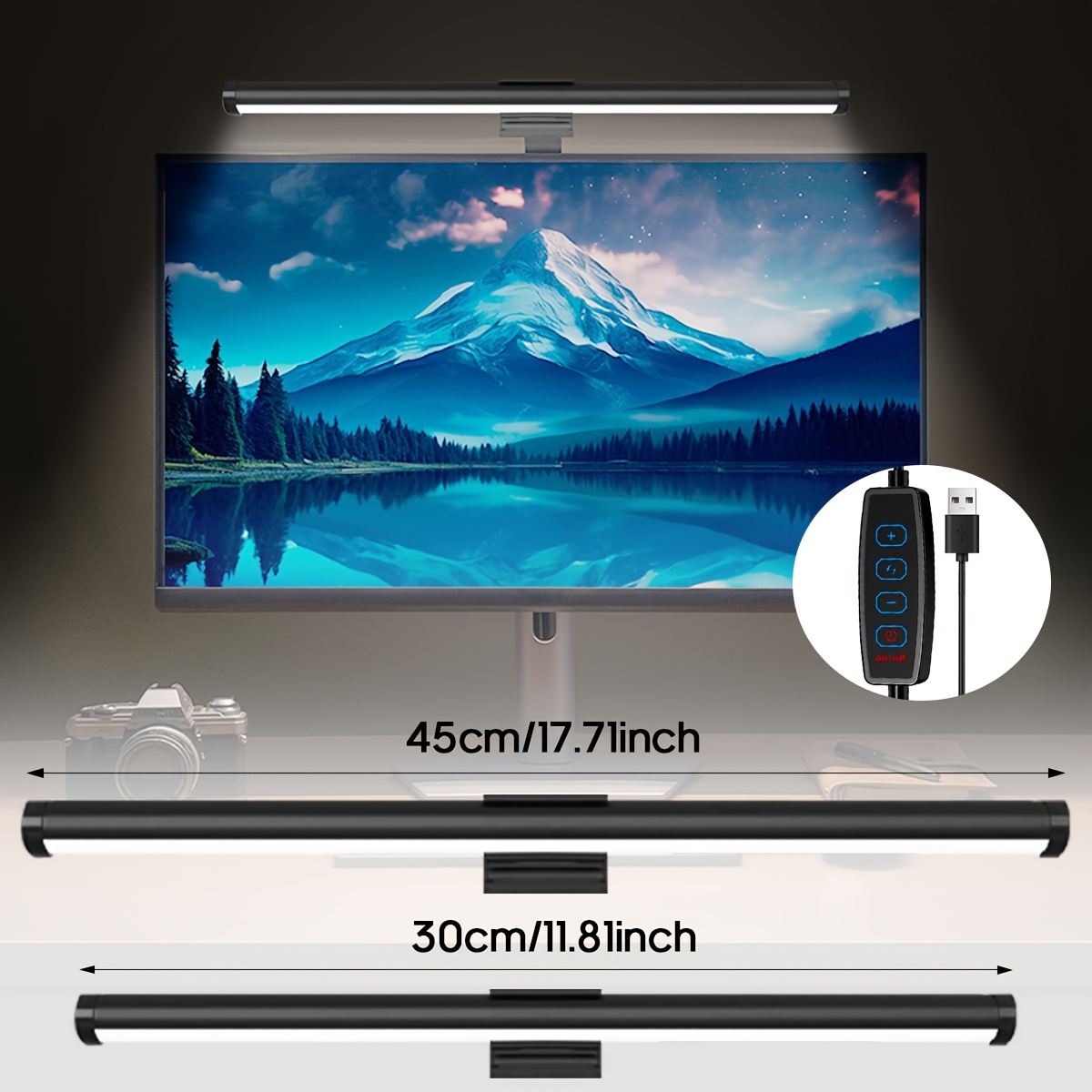 Usb Led Computer Monitor Light Bar With Dimmer And 3- (warm/pure) - Clip-on Usb Desk Lamp Compatible For Eye Care, Glare Reduction, Memory Settings - Usb Plug-in Monitor For Pc/laptop