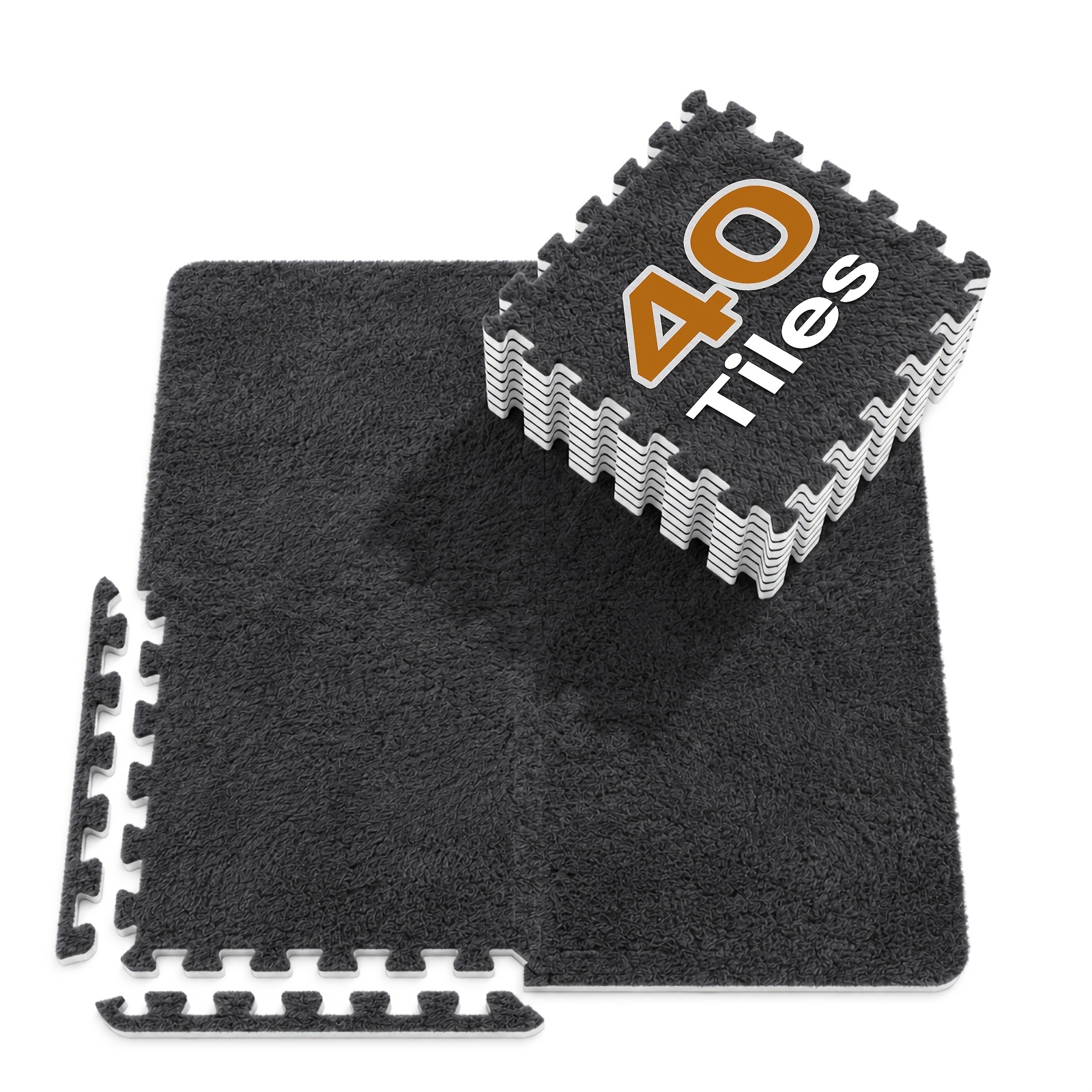 TEMU Tapis d'intérieur 40 pièces, dalles de sol emboîtables, dalles en mousse souple épaissie avec protection anti-chute et couverture de grande